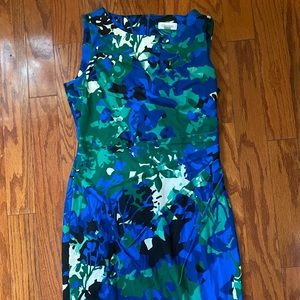 Calvin Klein Blue Green White Black Sleeveless Dress